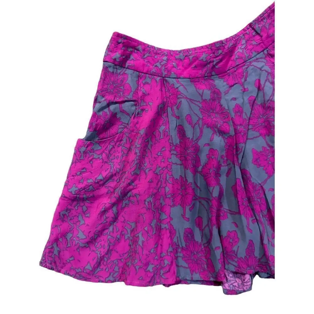 Free People Sheila‎ Vivid Purple & Gray Floral Culotte Shorts sz 2 boho